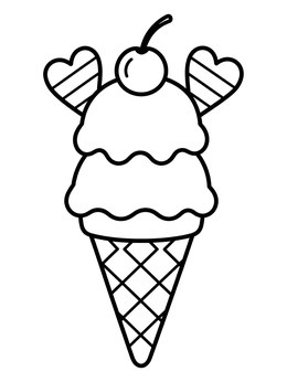 Free printable Valentine Ice Cream Cone coloring page