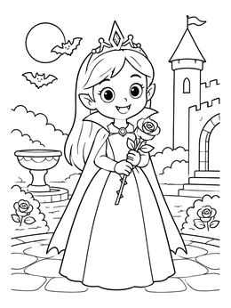 Free printable Vampire Princess In Courtyard coloring page