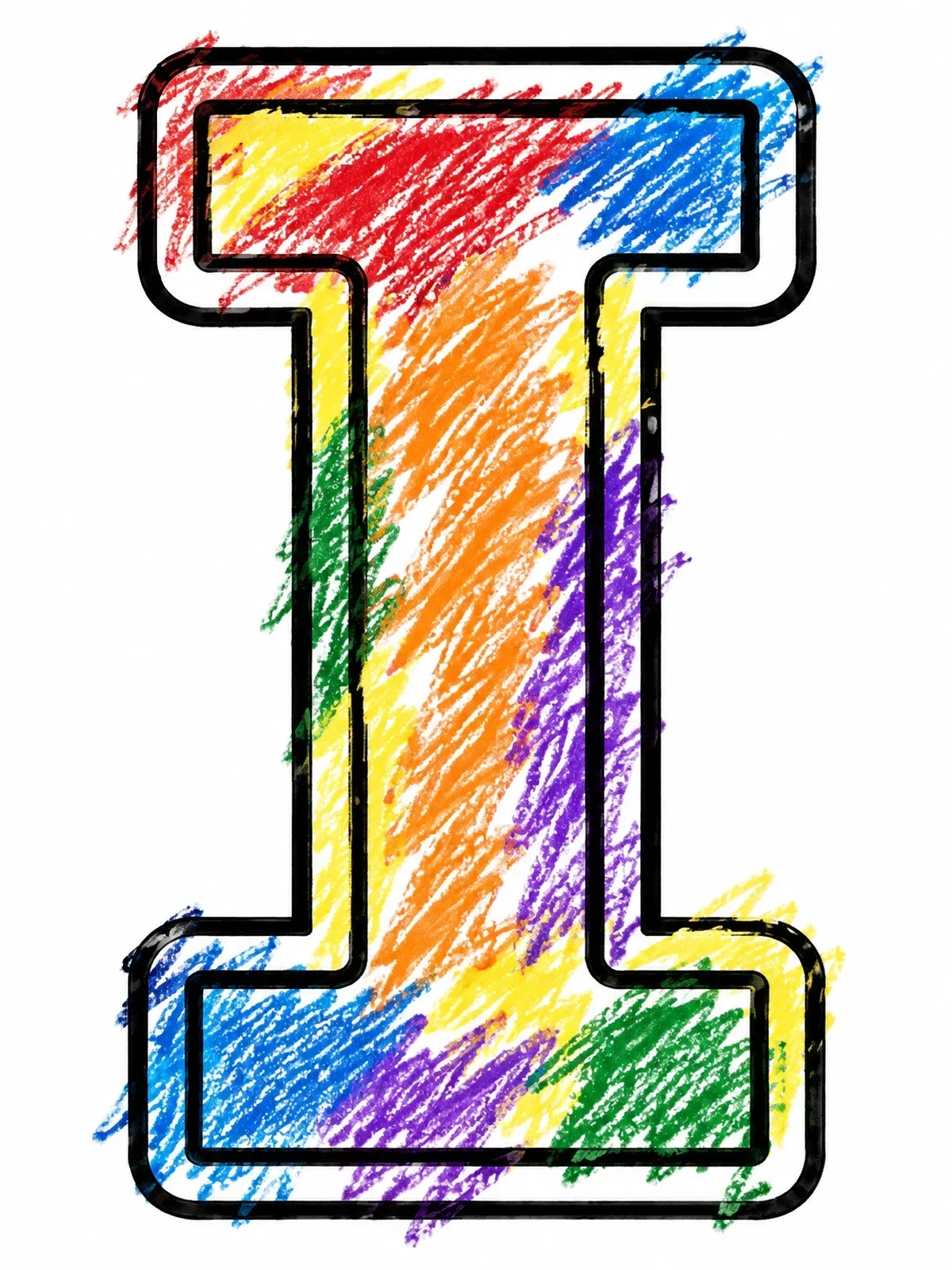 Colored example of the Varsity Capital Letter I coloring page