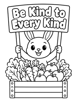 Free printable Cute Bunny With Fresh Harvest Sign coloring page