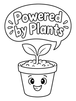 Free printable Cute Plant Pot Powered By Plants coloring page
