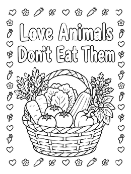 Free printable Fresh Vegetable Basket With Slogan coloring page
