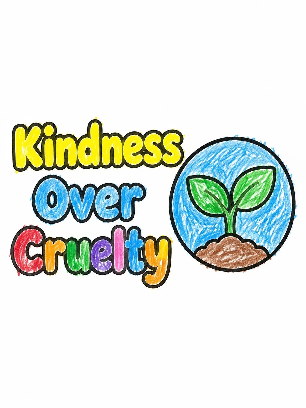Colored example of the Kindness Over Cruelty Plant Emblem coloring page