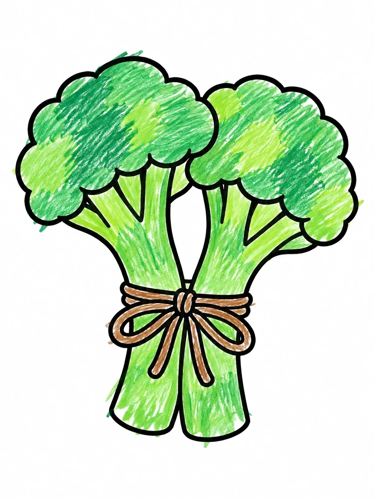 Colored example of the Broccoli Stalks Tied With Bow coloring page