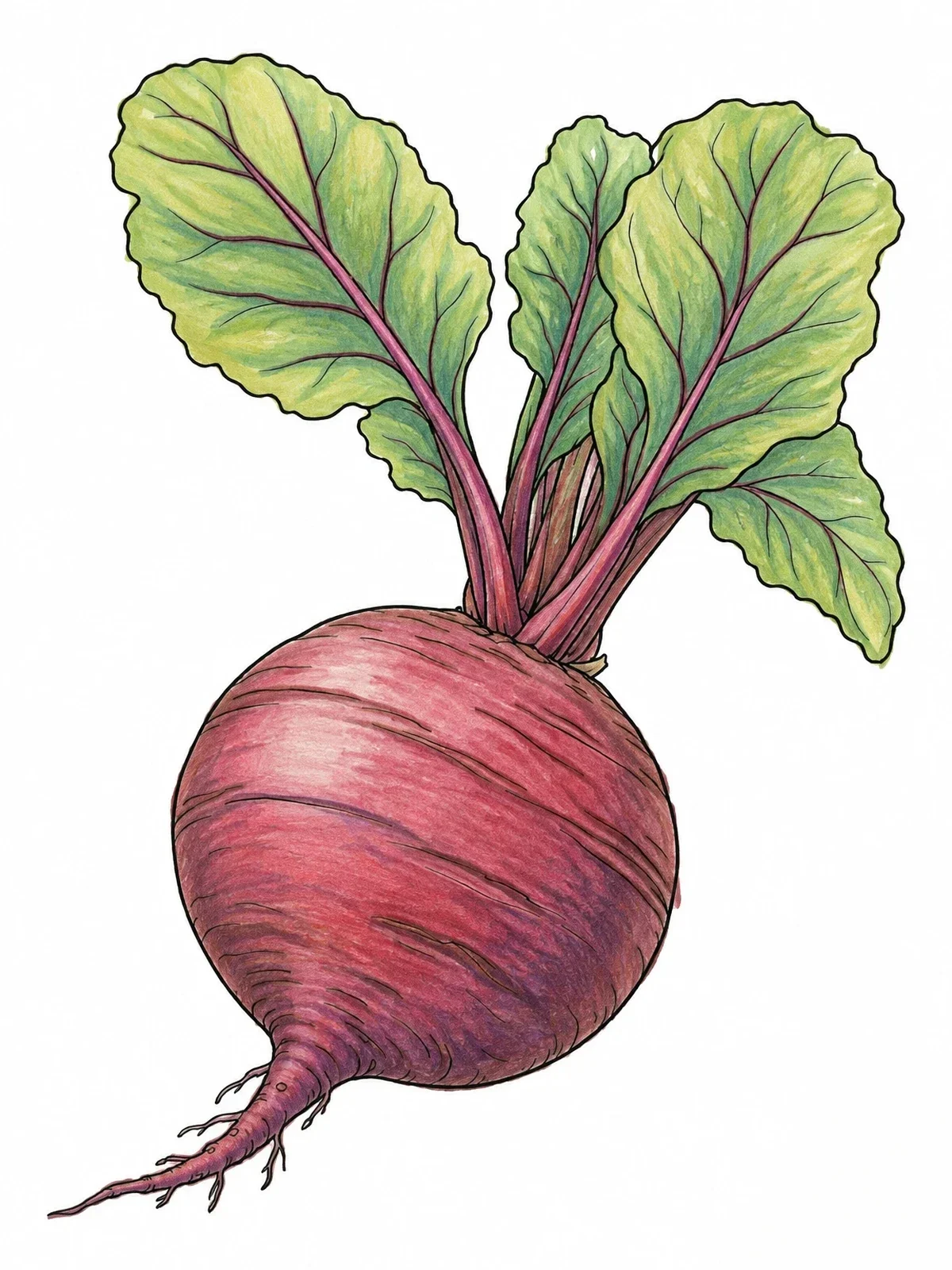 Colored example of the Fresh Beetroot With Leaves coloring page