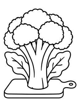 Free printable Fresh Broccoli On Cutting Board coloring page