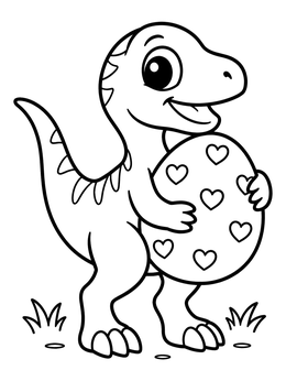 Free printable Cute Baby Raptor With Heart Egg coloring page