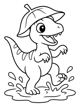 Free printable Cute Baby Raptor In Puddle coloring page