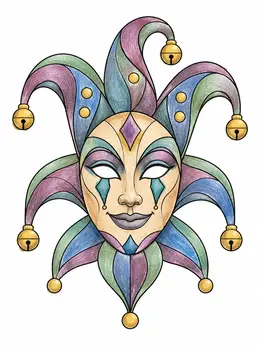 Venetian Jester Masquerade Mask Coloring Page