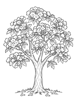 Free printable Blooming Araguaney National Tree coloring page