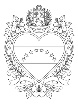 Free printable Venezuelan Flag And Coat Of Arms coloring page