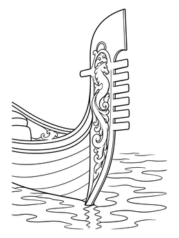 Free printable Ornate Venetian Gondola Prow coloring page