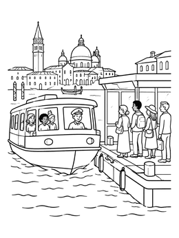 Free printable Vaporetto Water Bus In Venice coloring page