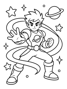 Free printable Anime Space Warrior In Action coloring page