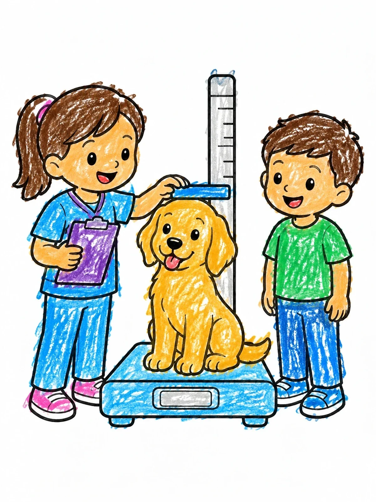 Colored example of the Puppy Checkup At The Vet Clinic coloring page