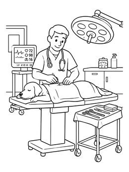Free printable Veterinarian Operating Room Scene coloring page