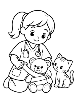 Free printable Young Vet Bandaging A Teddy Bear coloring page