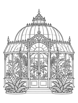 Free printable Victorian Glasshouse Conservatory coloring page