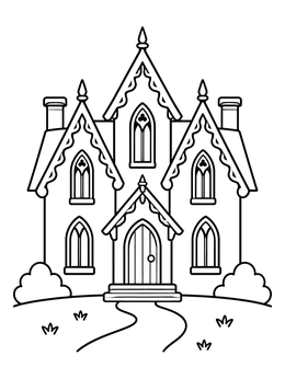 Free printable Victorian Gothic Revival Manor House coloring page
