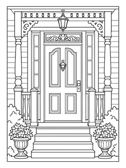 Free printable Victorian Porch And Front Door coloring page