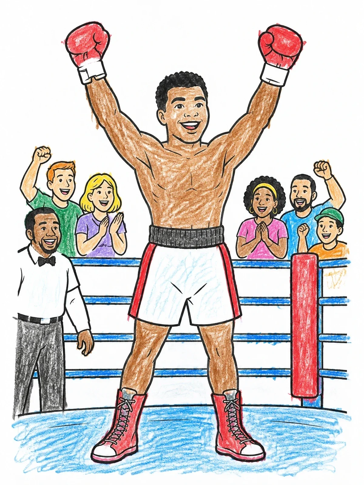 Colored example of the Victorious Muhammad Ali In The Ring coloring page