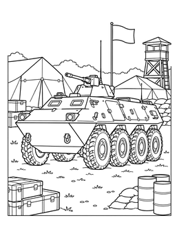 Free printable Armored Vehicle At Military Base coloring page