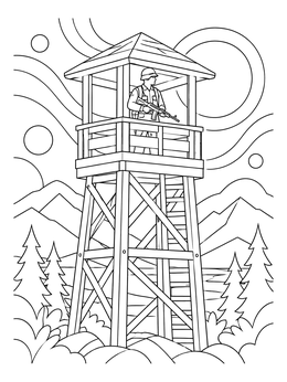 Free printable Soldier On Wooden Watchtower coloring page