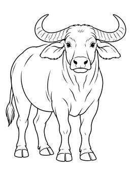 Free printable Vietnamese Water Buffalo Line Art coloring page