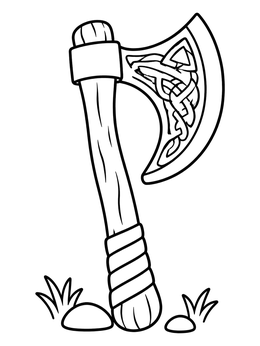 Free printable Viking Bearded Axe With Knotwork coloring page