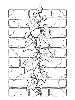 Free printable English Ivy On Brick Wall coloring page