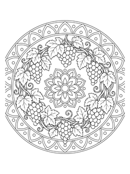 Free printable Grapevine Wreath Mandala coloring page