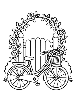Free printable Vintage Bicycle By Rose Garden Gate coloring page