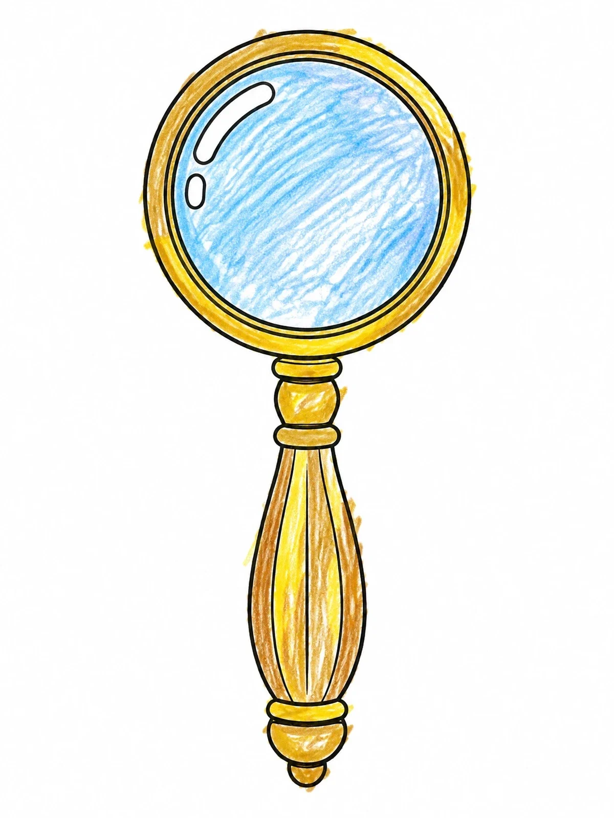 Colored example of the Vintage Brass Magnifying Glass coloring page