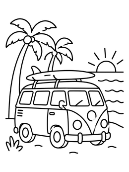 Free printable Camper Van At The Beach coloring page