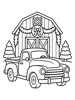 Free printable Vintage Pickup By The Christmas Barn coloring page