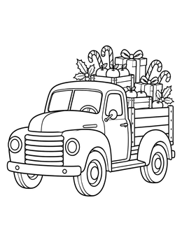 Free printable Vintage Christmas Pickup With Treats coloring page