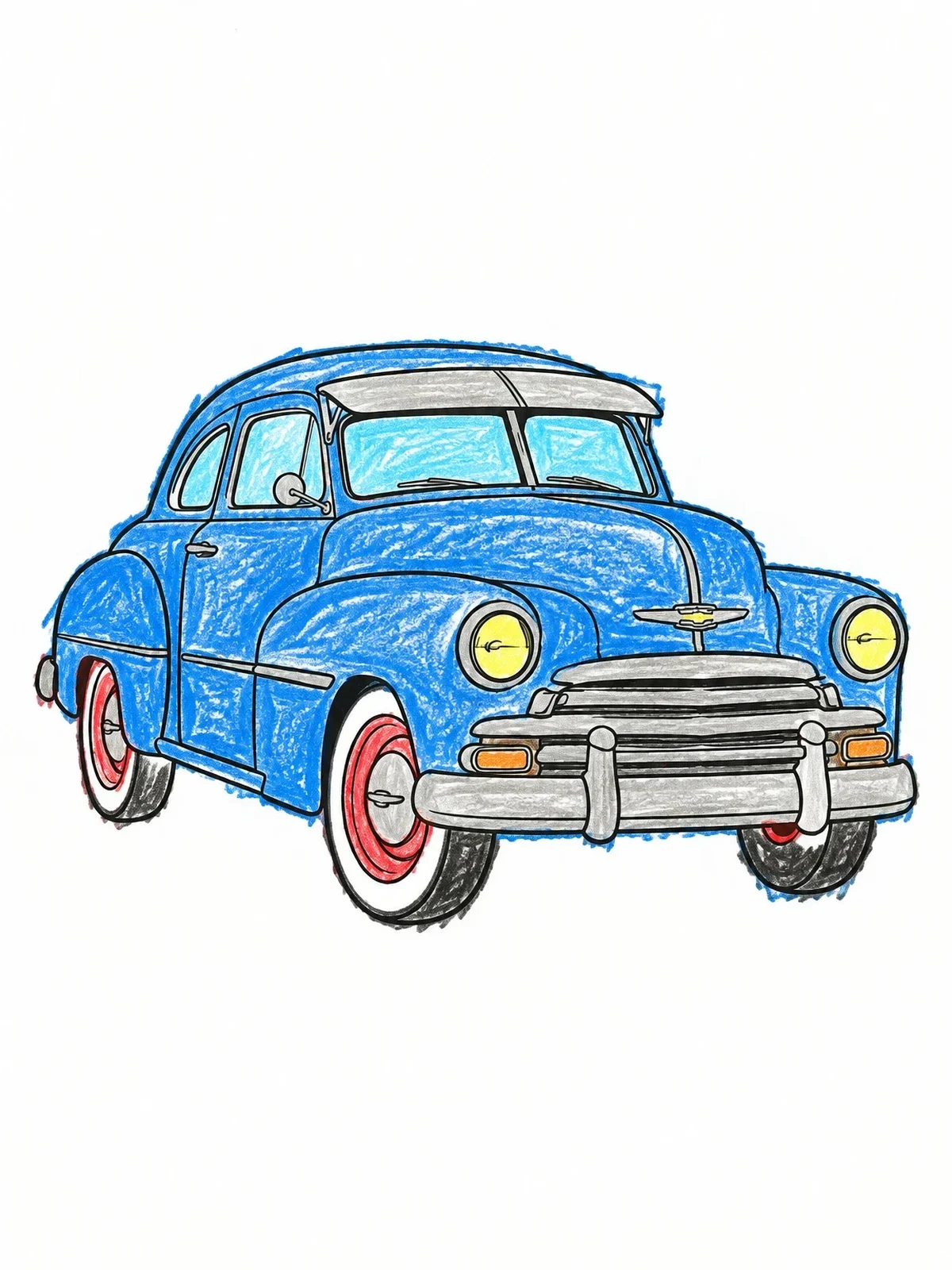 Colored example of the Vintage Classic Coupe Lowrider coloring page