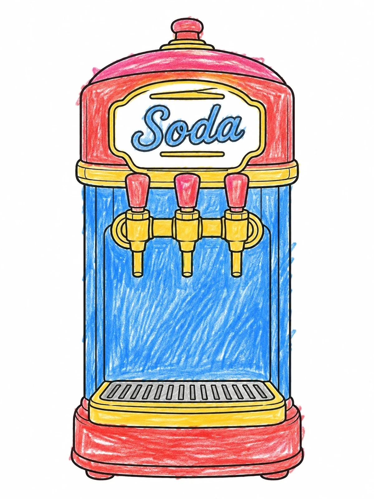 Colored example of the Classic Soda Fountain Dispenser coloring page