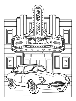 Free printable Vintage Coupe At The Grand Theatre coloring page