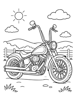 Free printable Vintage Cruiser Motorcycle Outdoors coloring page