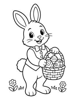 Free printable Easter Bunny With Egg Basket coloring page