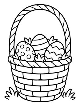 Free printable Woven Easter Basket With Eggs coloring page