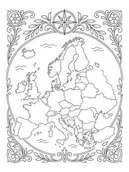 Free printable Vintage Map Of Europe Outline coloring page