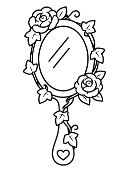 Free printable Vintage Floral Hand Mirror coloring page