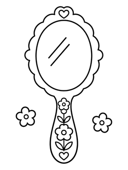 Free printable Vintage Floral Hand Mirror coloring page