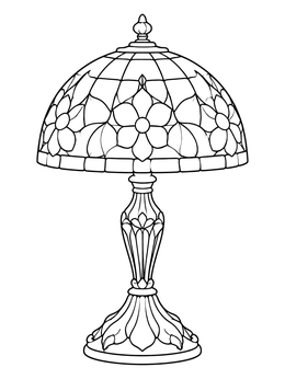 Free printable Vintage Floral Tiffany Table Lamp coloring page
