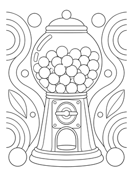 Free printable Vintage Gumball Machine With Abstract Background coloring page