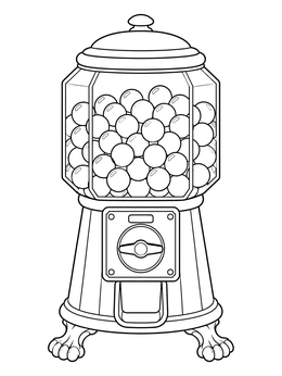 Free printable Vintage Gumball Machine With Claw Feet coloring page