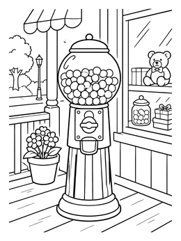 Free printable Vintage Gumball Machine By The Shop coloring page