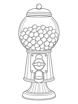 Free printable Vintage Gumball Machine On Stand coloring page